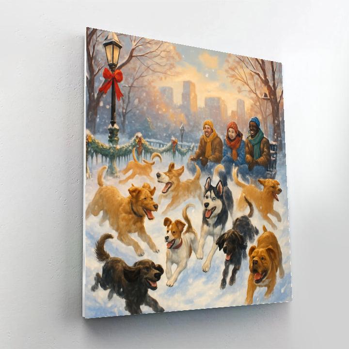 Christmas Dog Park Romp Paint by numbers kits