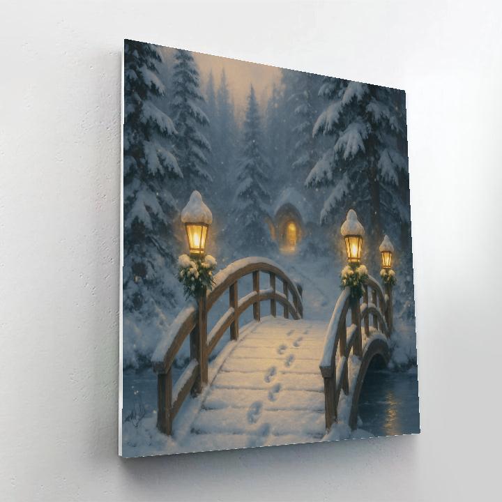 Christmas Lantern Bridge Crossing Number painting
