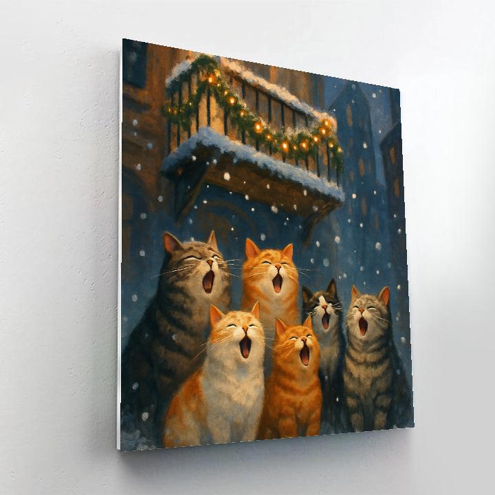 Caroling Cats Under City Balcony Paint by numbers kits
