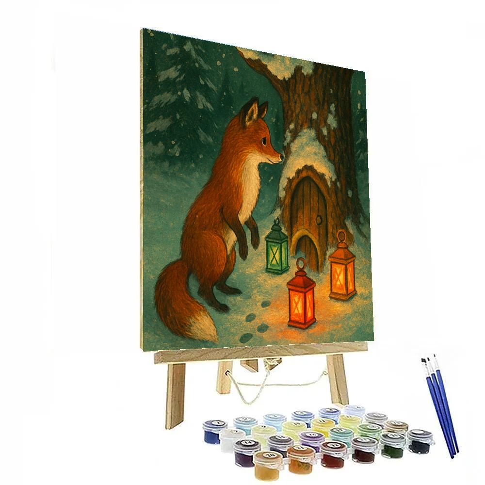 Midwinter Fox At The Advent Door DIY paint by numbers