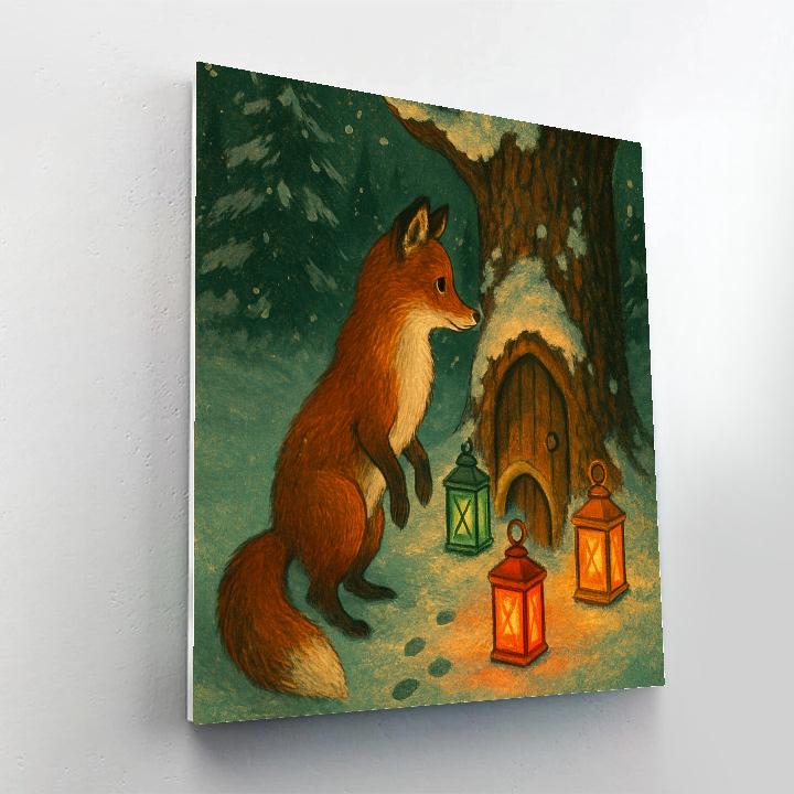 Midwinter Fox At The Advent Door DIY paint by numbers