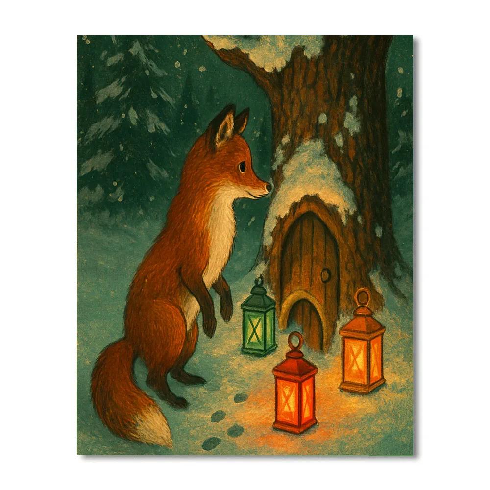 Midwinter Fox At The Advent Door DIY paint by numbers