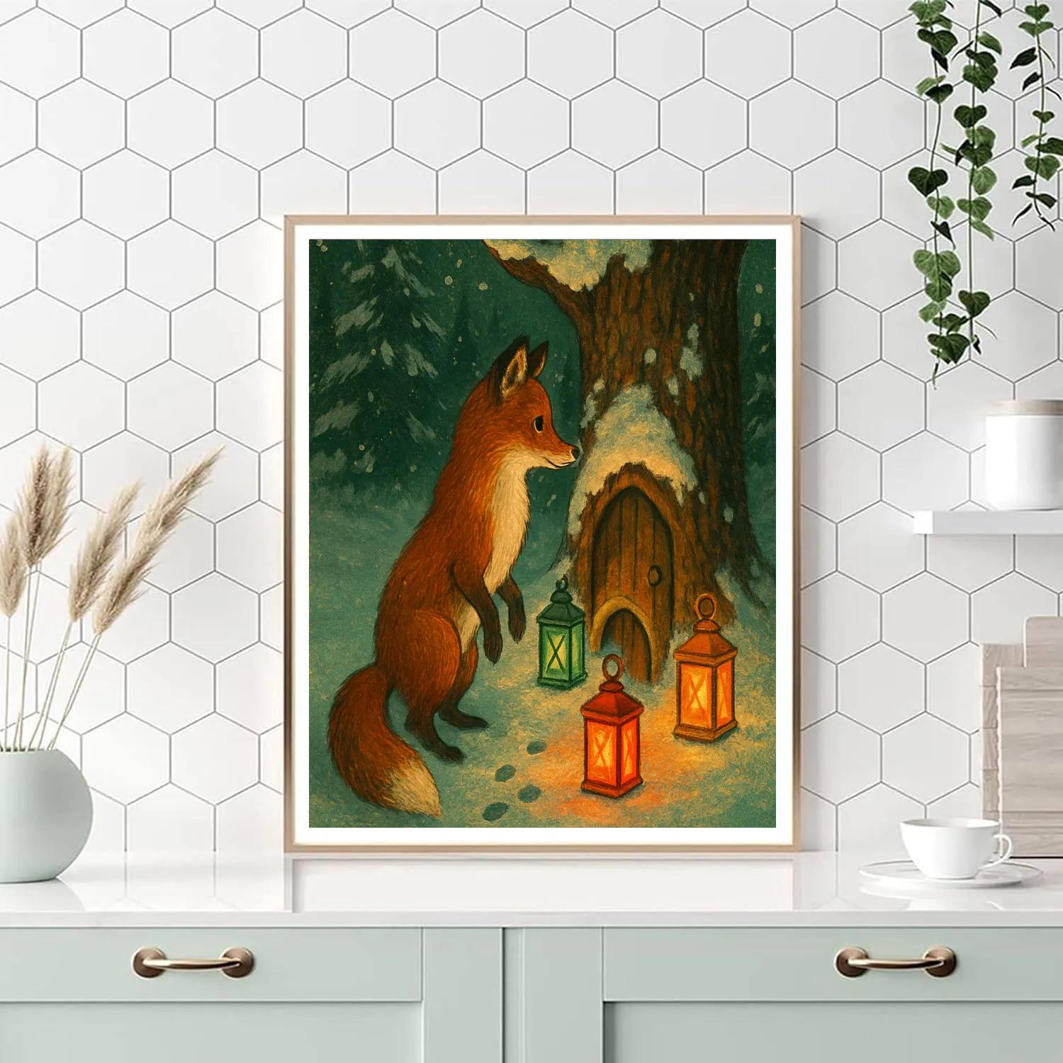 Midwinter Fox At The Advent Door DIY paint by numbers