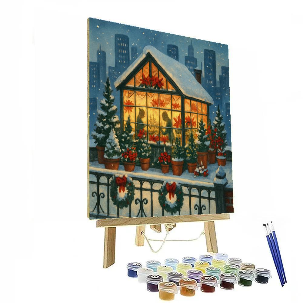Christmas Greenhouse Roof Garden painting number kit