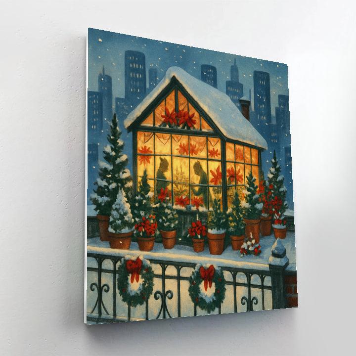 Christmas Greenhouse Roof Garden painting number kit