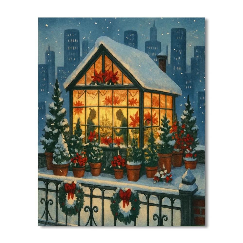 Christmas Greenhouse Roof Garden painting number kit