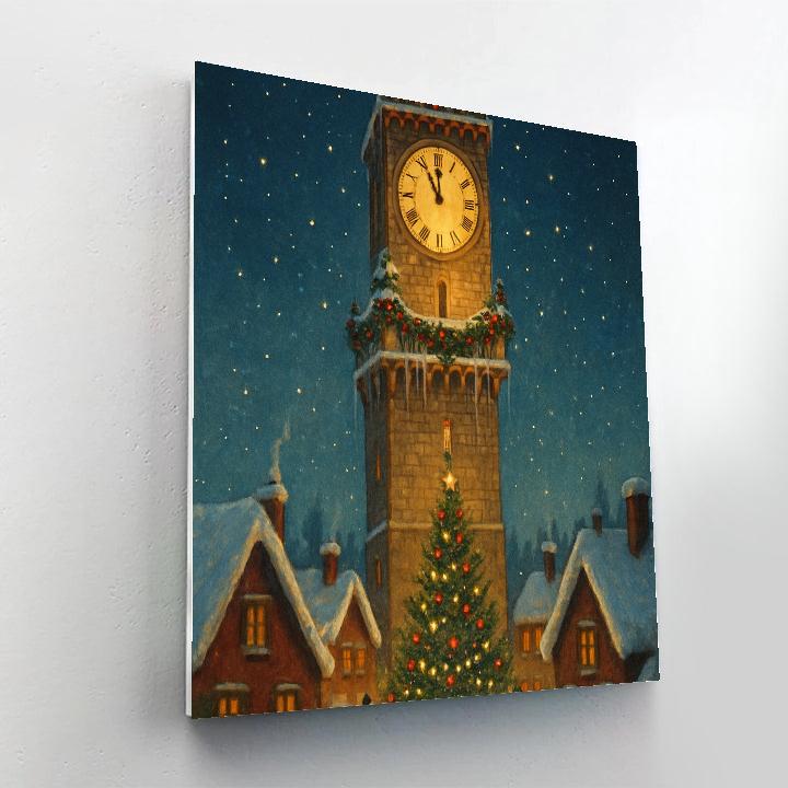 Snowy Clocktower Christmas Countdown Numbered painting kits