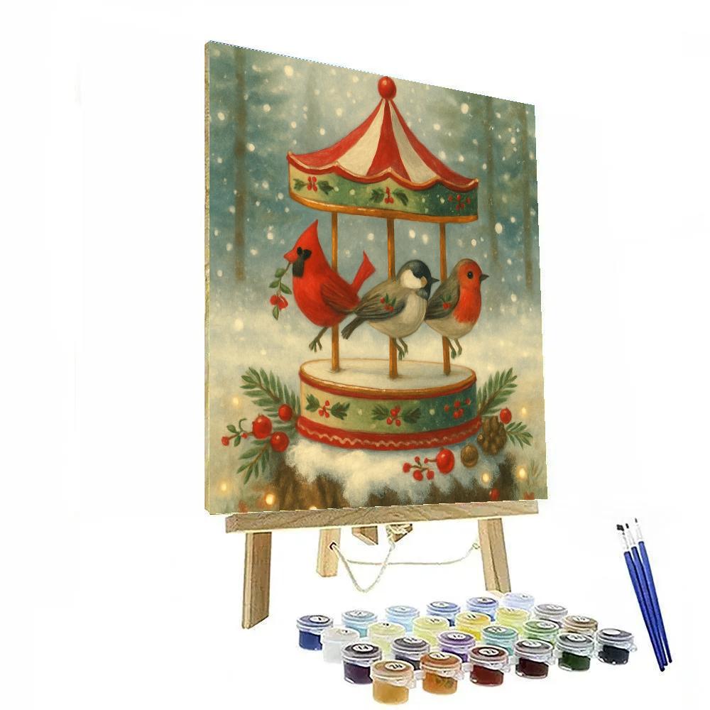 Holiday Carousel Of Winter Birds Paint by numbers kits