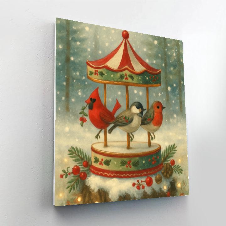 Holiday Carousel Of Winter Birds Paint by numbers kits
