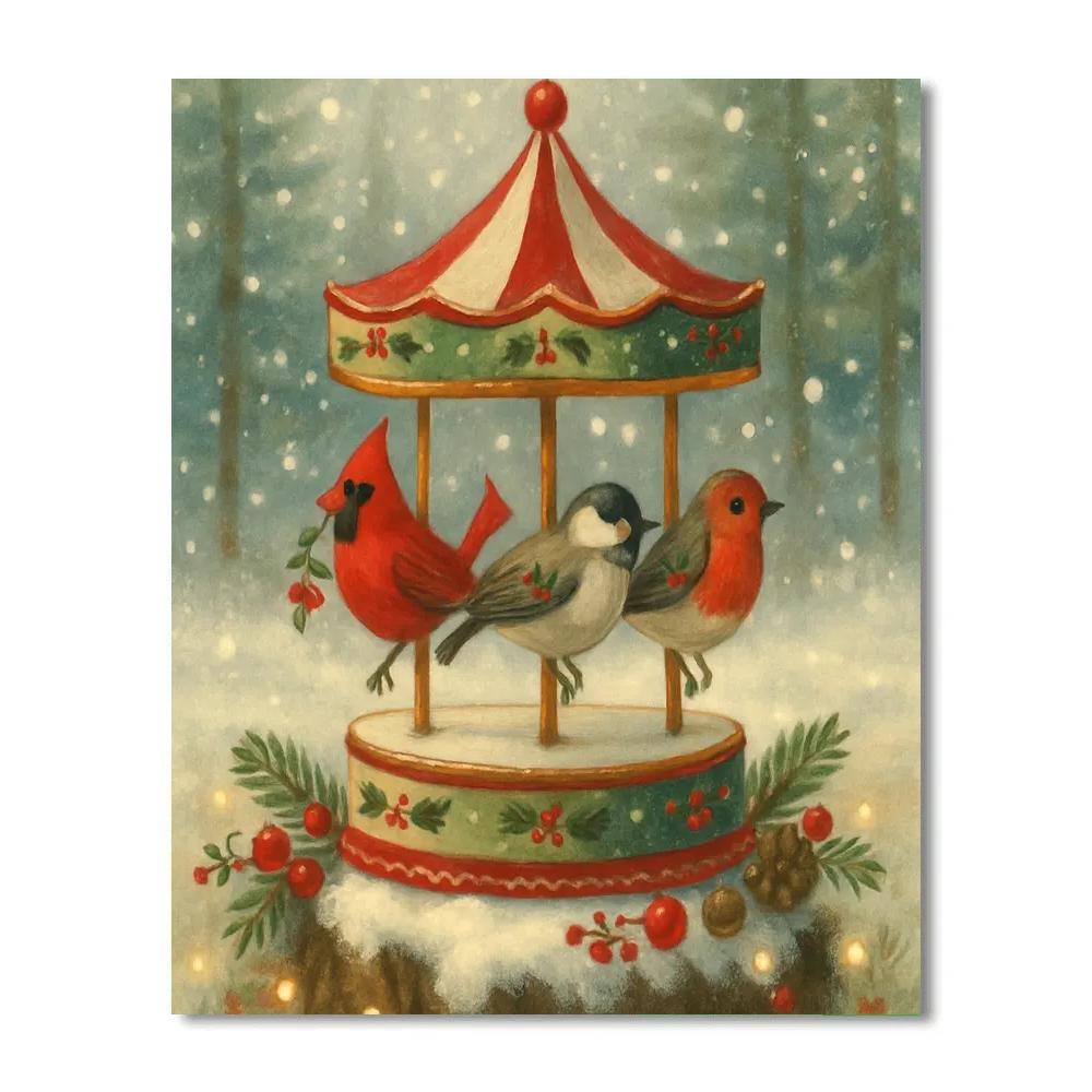 Holiday Carousel Of Winter Birds Paint by numbers kits