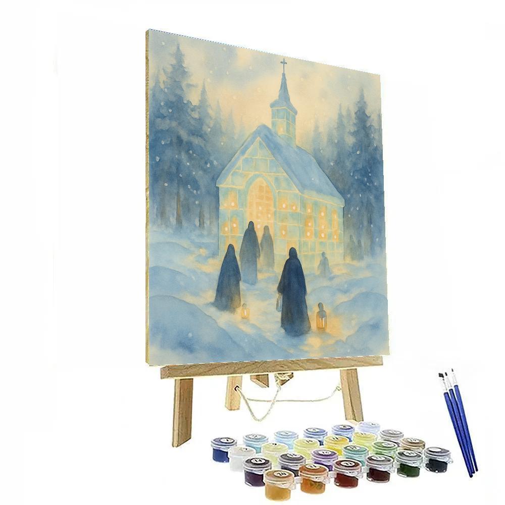Candlelit Christmas Ice Chapel paint by numbers