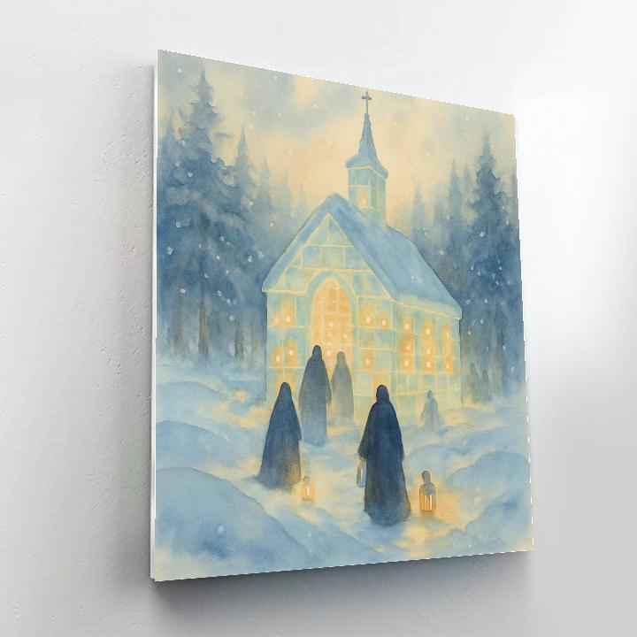 Candlelit Christmas Ice Chapel paint by numbers