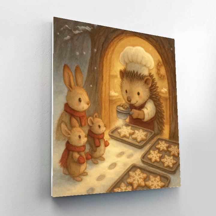 Snowy Hedgehog Christmas Bakery paint by color