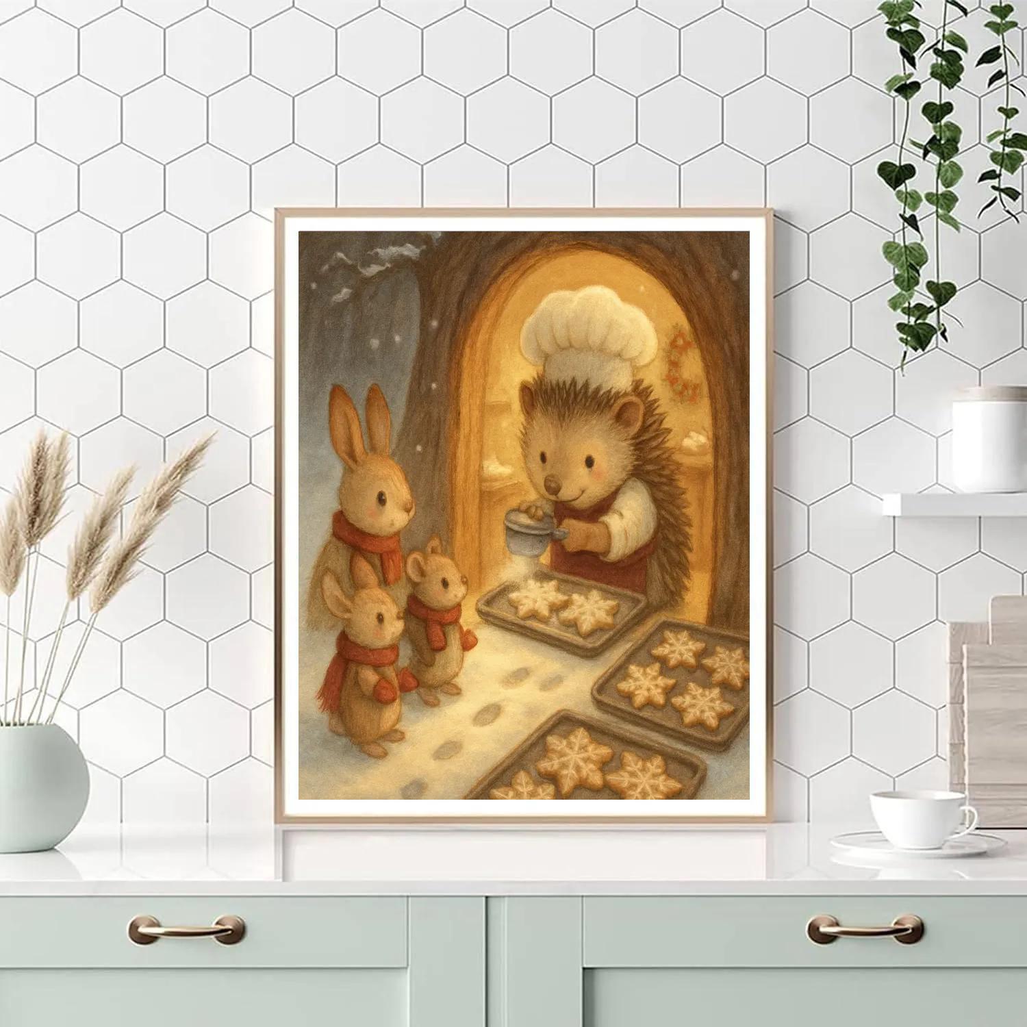 Snowy Hedgehog Christmas Bakery paint by color