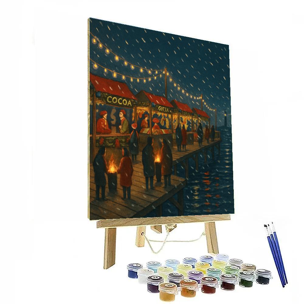 Christmas Night Market On The Pier Numbered painting kits