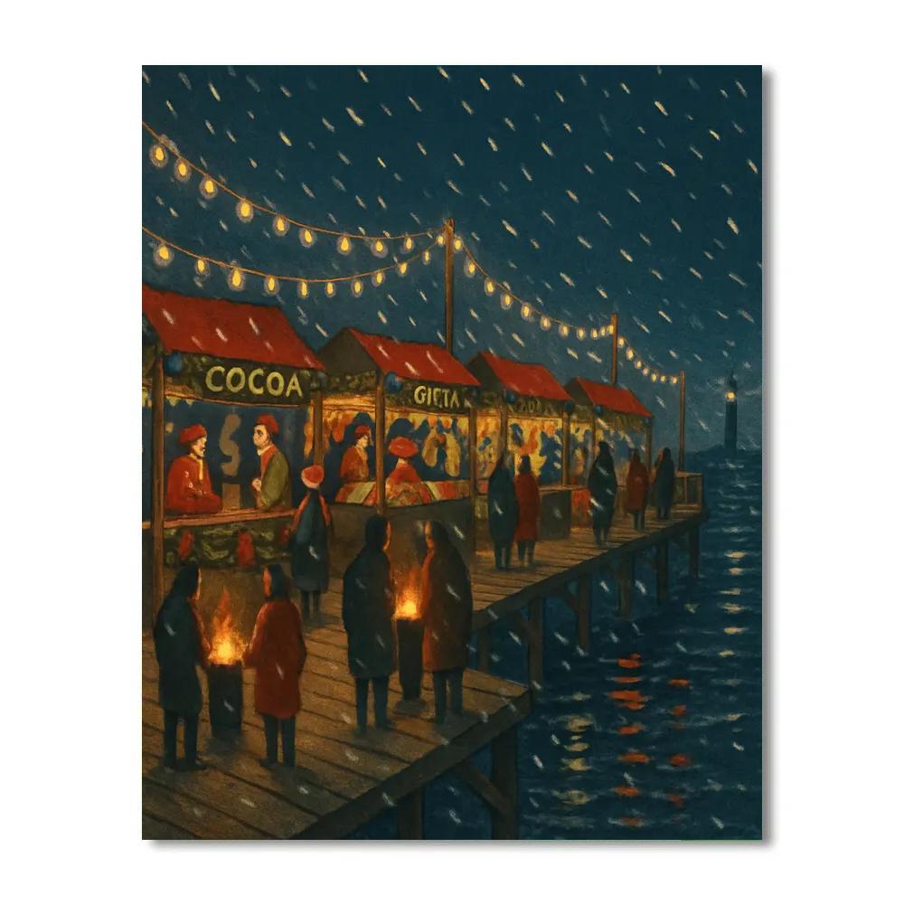 Christmas Night Market On The Pier Numbered painting kits