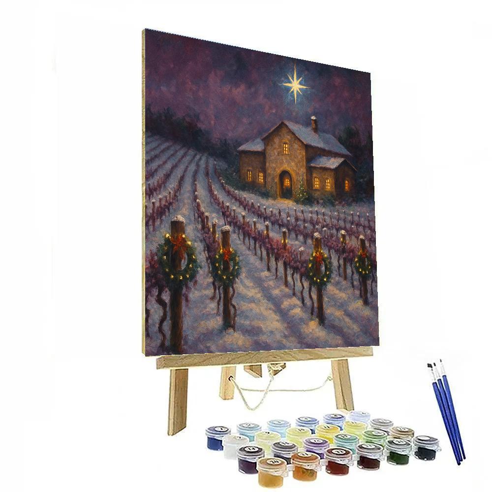 Christmas Star Over Winter Vineyard Number painting