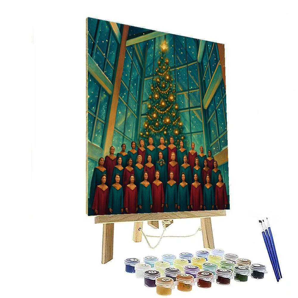 Christmas Choir In The Glass Atrium Paint by numbers kits