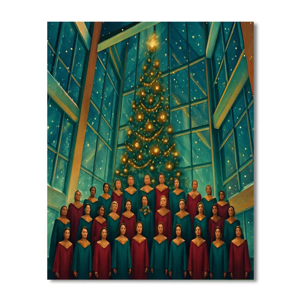 Christmas Choir In The Glass Atrium Paint by numbers kits