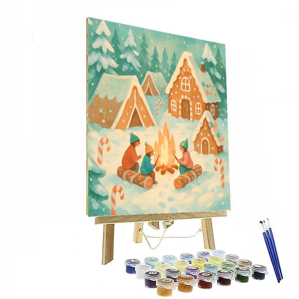 Snowy Forest Gingerbread Camp Numbered painting kits