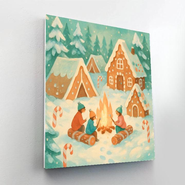 Snowy Forest Gingerbread Camp Numbered painting kits