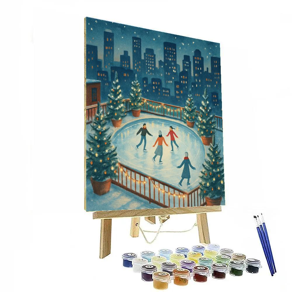 Christmas Ice Rink On Rooftop Garden DIY paint by numbers
