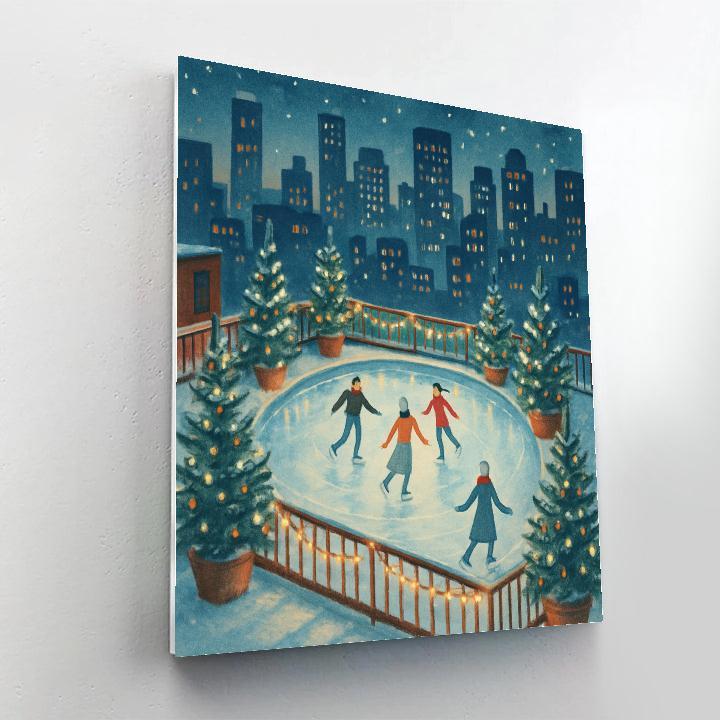 Christmas Ice Rink On Rooftop Garden DIY paint by numbers