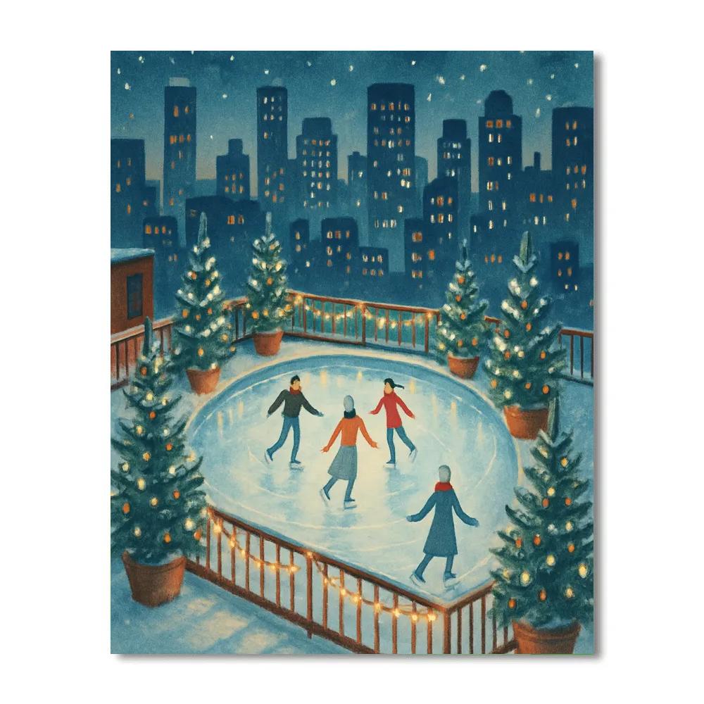 Christmas Ice Rink On Rooftop Garden DIY paint by numbers