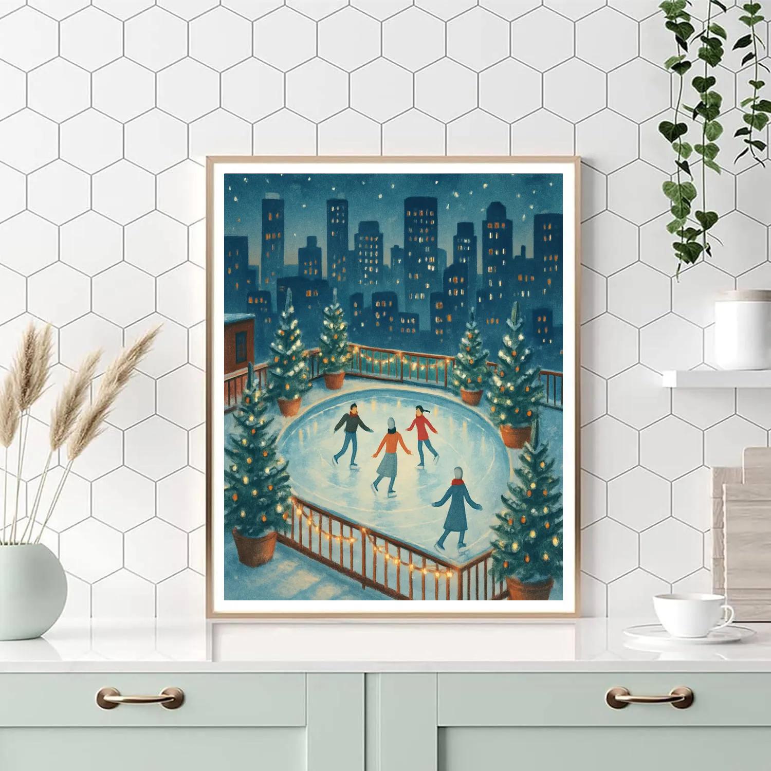 Christmas Ice Rink On Rooftop Garden DIY paint by numbers