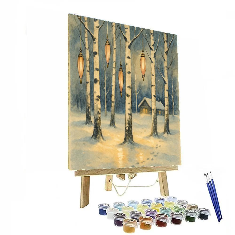 Christmas Lanterns In The Birch Grove Paint by numbers kits