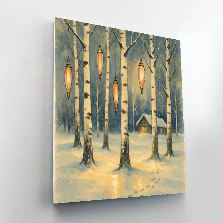 Christmas Lanterns In The Birch Grove Paint by numbers kits