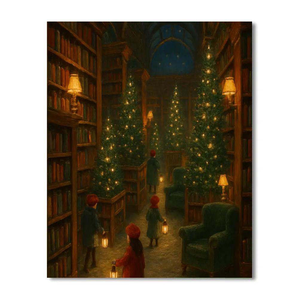 Christmas Library Tree Maze Number painting
