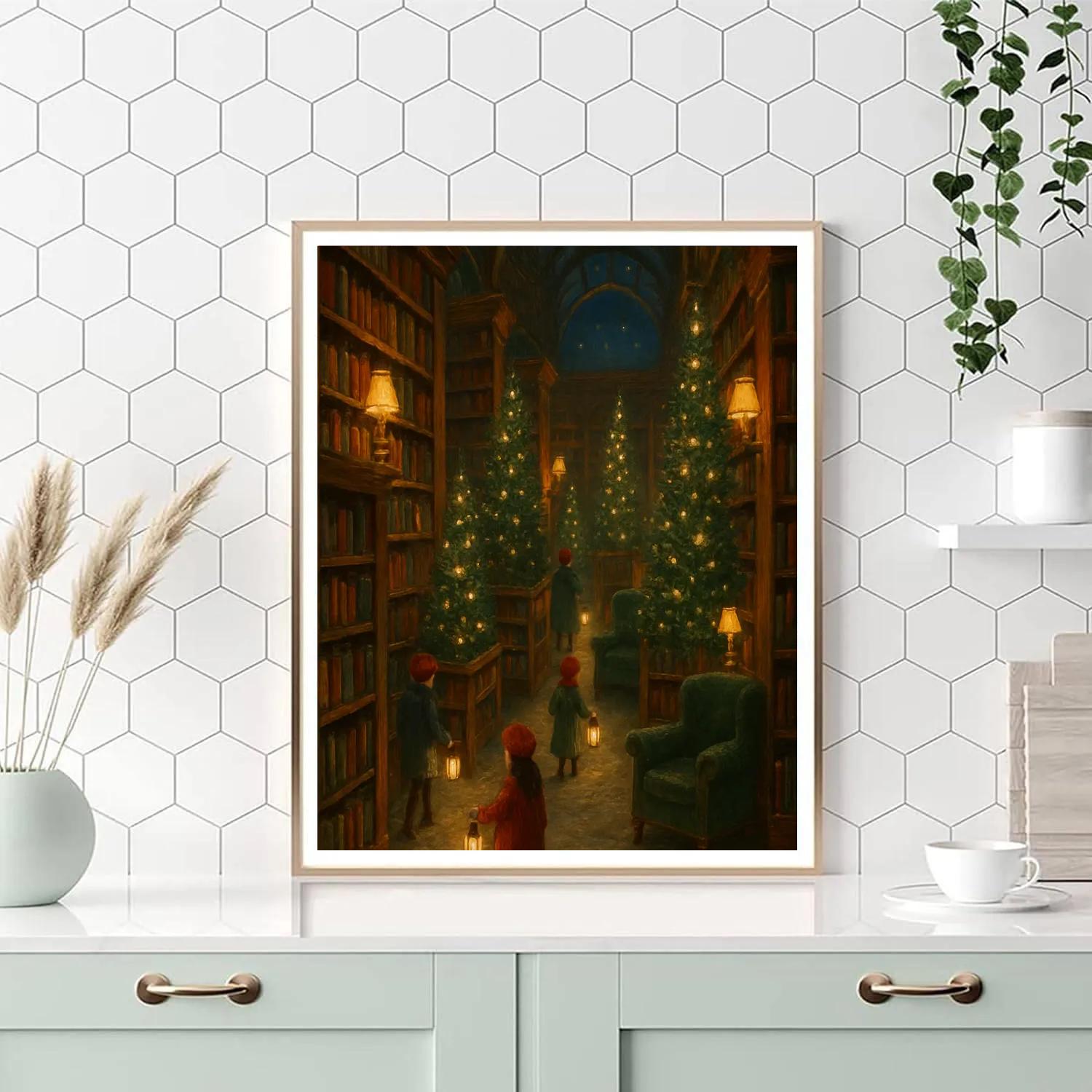 Christmas Library Tree Maze Number painting