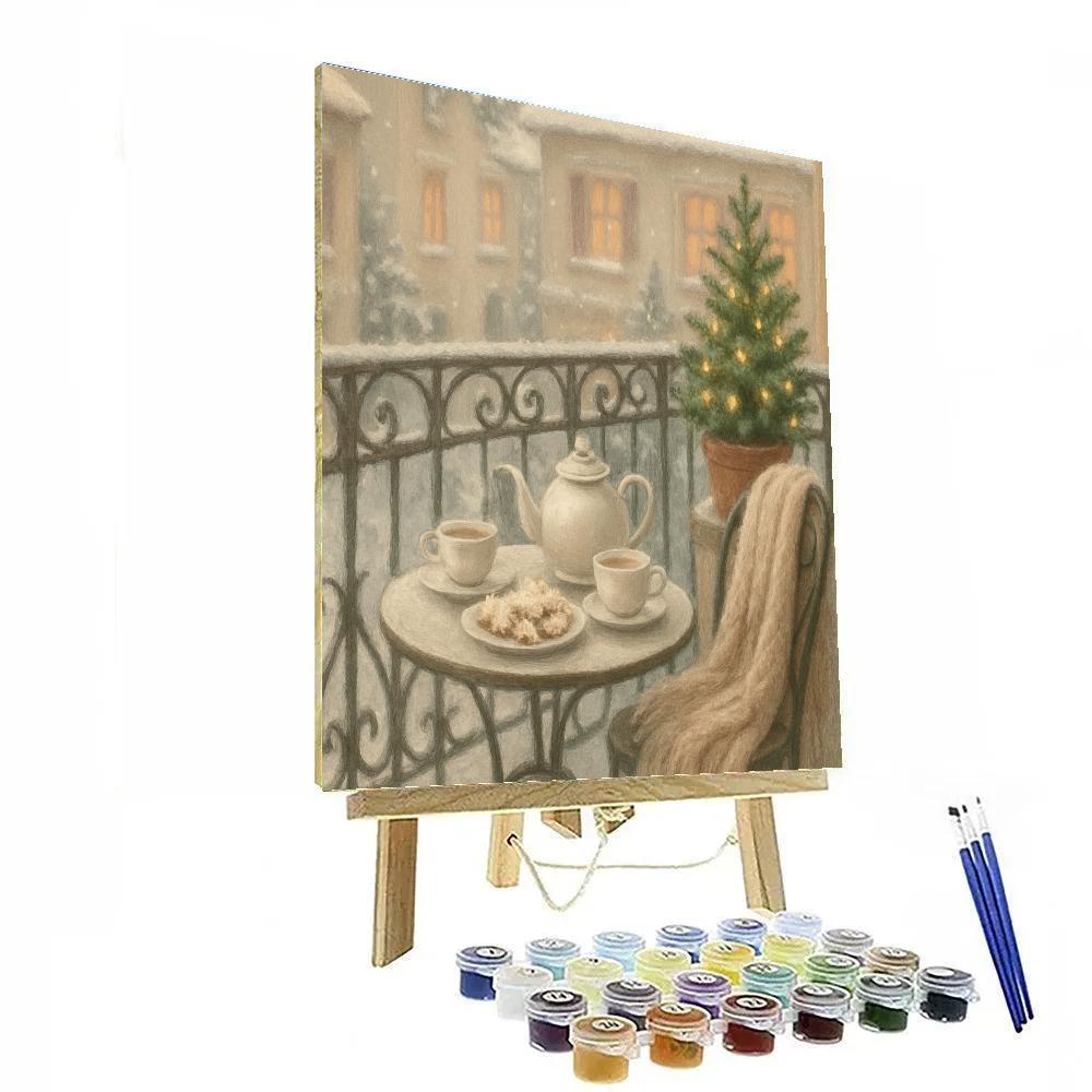 Christmas Tea On The Frozen Balcony Number painting