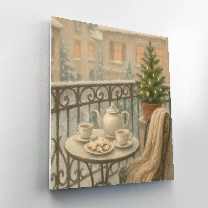 Christmas Tea On The Frozen Balcony Number painting