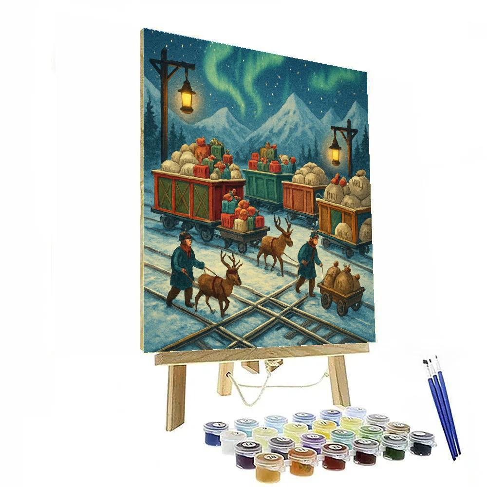 North Pole Postal Train Yard painting number kit
