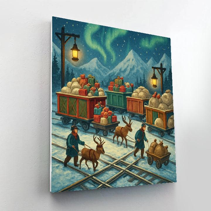 North Pole Postal Train Yard painting number kit