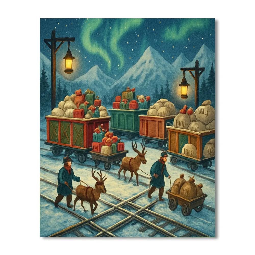 North Pole Postal Train Yard painting number kit