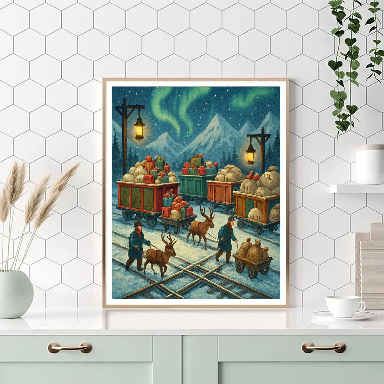 North Pole Postal Train Yard painting number kit