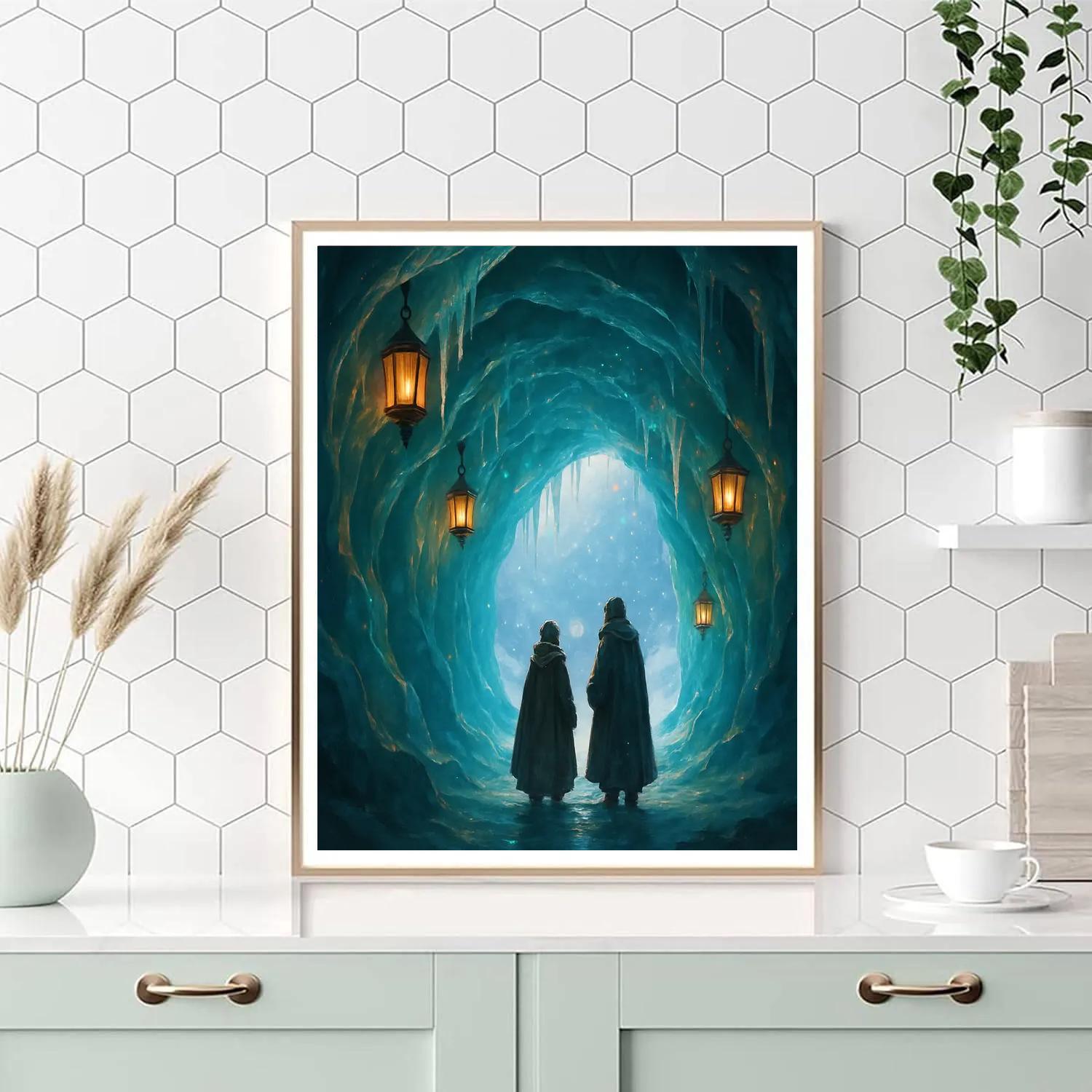 Christmas Lantern Ice Cave Numbered painting kits
