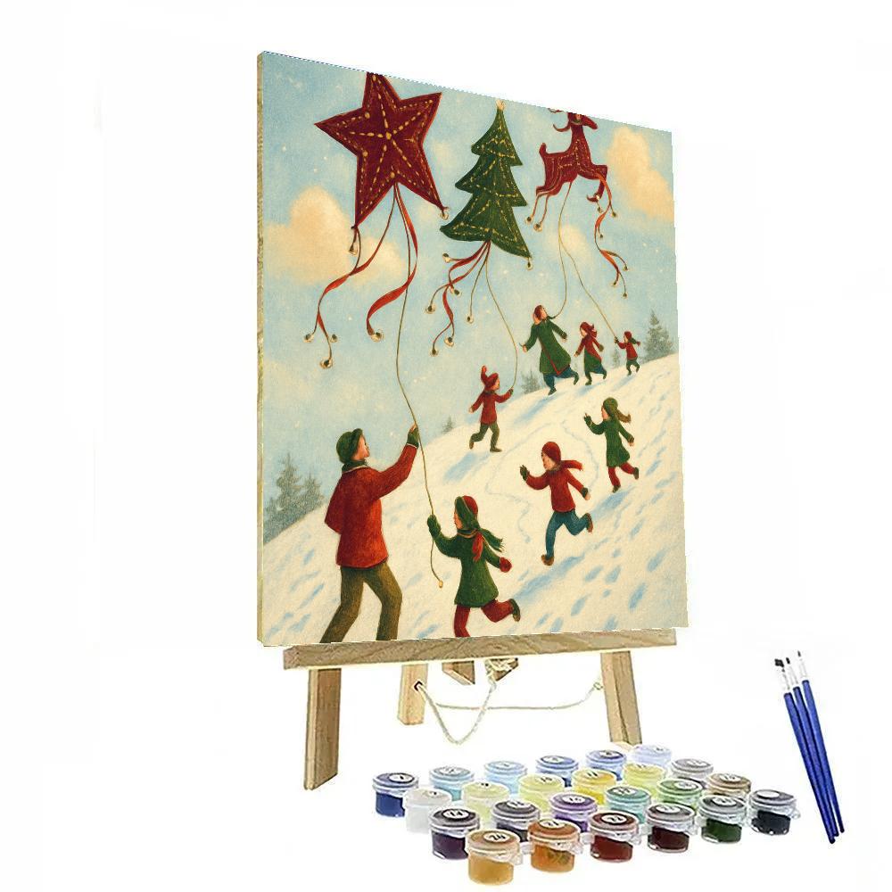 Snowy Christmas Kite Festival Painting by numbers kit