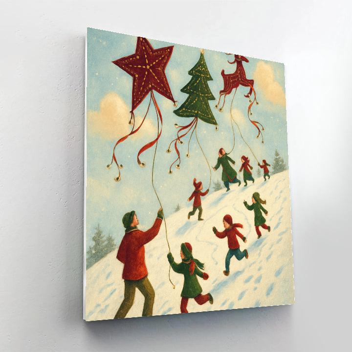Snowy Christmas Kite Festival Painting by numbers kit
