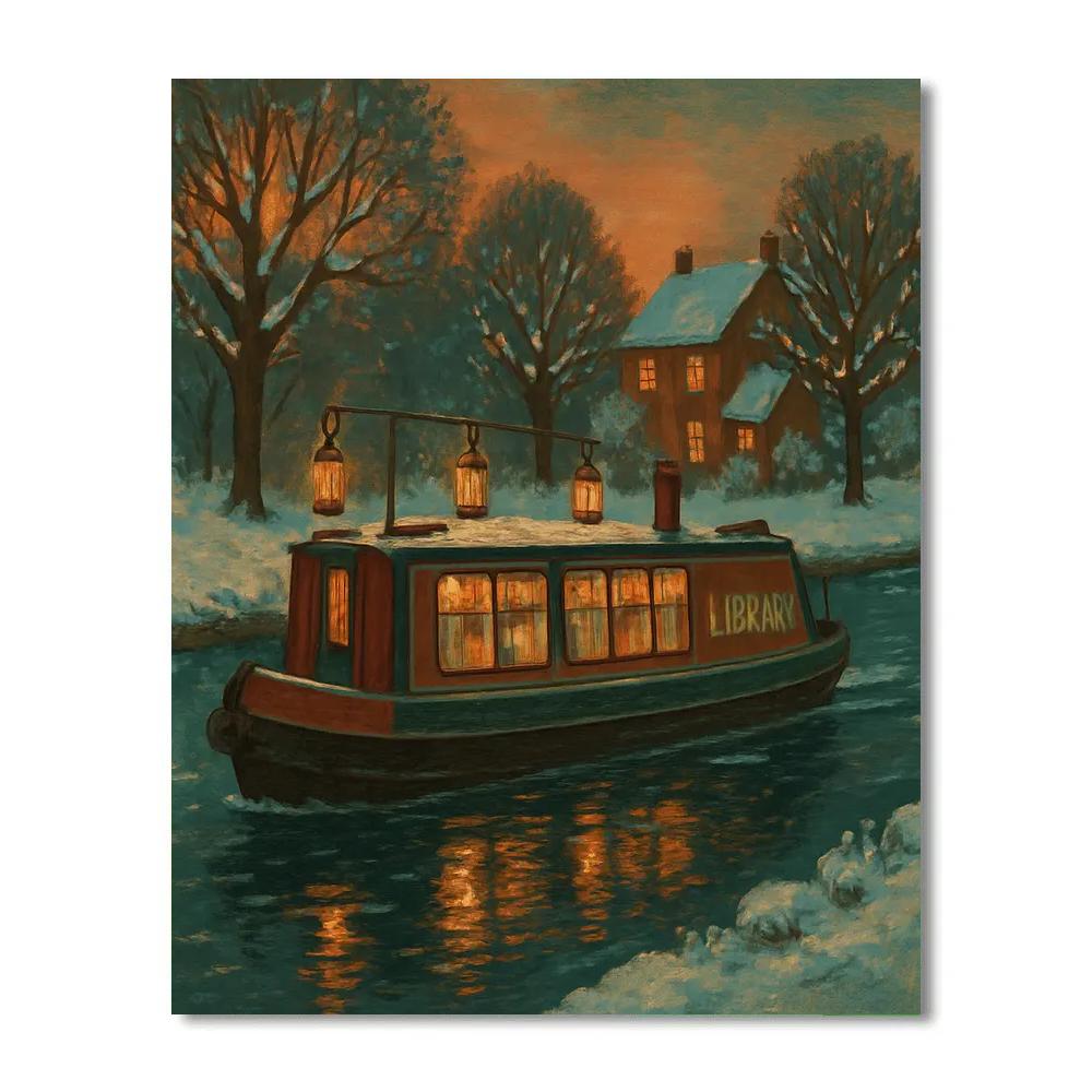 Christmas Lantern Boat Library Canal DIY paint by numbers