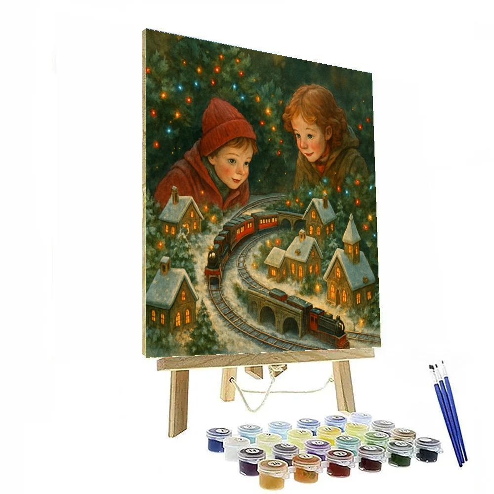 Christmas Garden Railway Village Painting by numbers kit