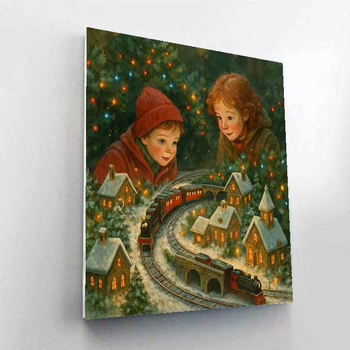 Christmas Garden Railway Village Painting by numbers kit