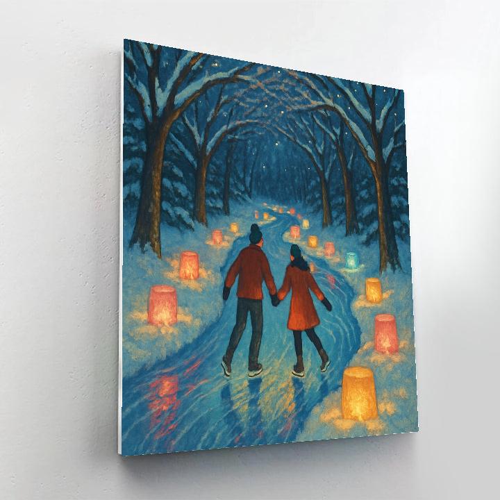 Christmas Ice Lantern Skating Trail paint by number