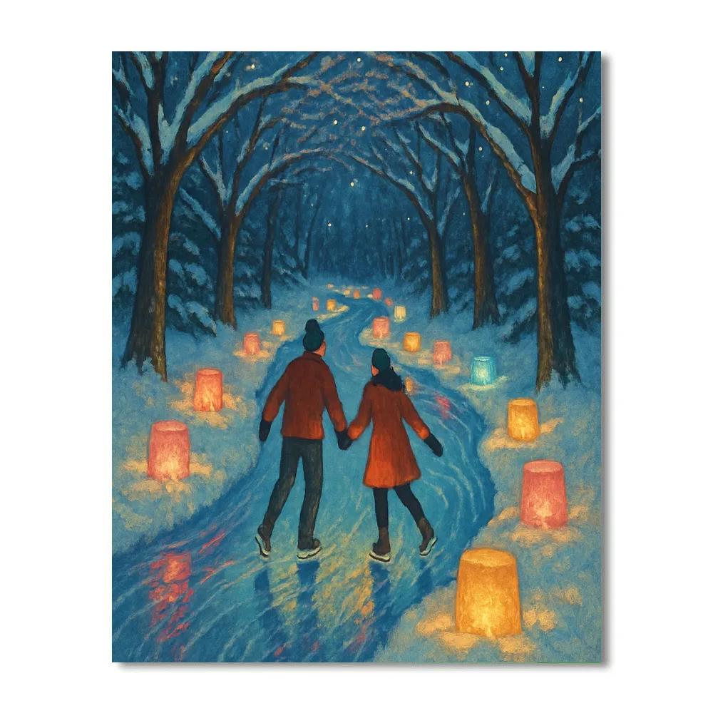 Christmas Ice Lantern Skating Trail paint by number