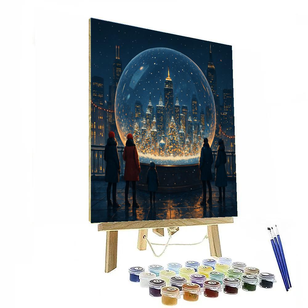 Christmas Skyline Snow Globe Roof DIY paint by numbers
