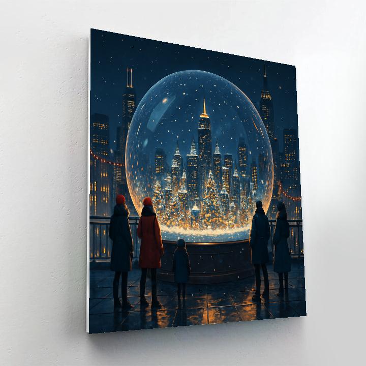 Christmas Skyline Snow Globe Roof DIY paint by numbers