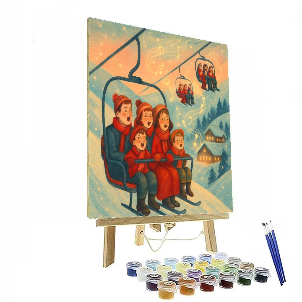 Alpine Christmas Choir On The Lift painting number kit